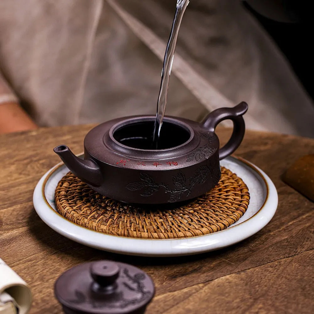 Full Handmade Yixing Zisha Teapot [Piao Hua Zhou Pan] (Lao Zi Ni - 420ml) - YIQIN TEA HOUSE | yiqinteahouse.com | 200-300ml, full handmade zisha teapot, new arrival, teapot, teaware