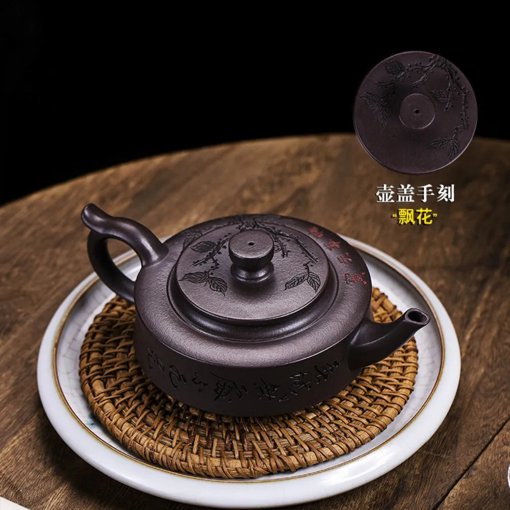 Full Handmade Yixing Zisha Teapot [Piao Hua Zhou Pan] (Lao Zi Ni - 420ml) - YIQIN TEA HOUSE | yiqinteahouse.com | 200-300ml, full handmade zisha teapot, new arrival, teapot, teaware