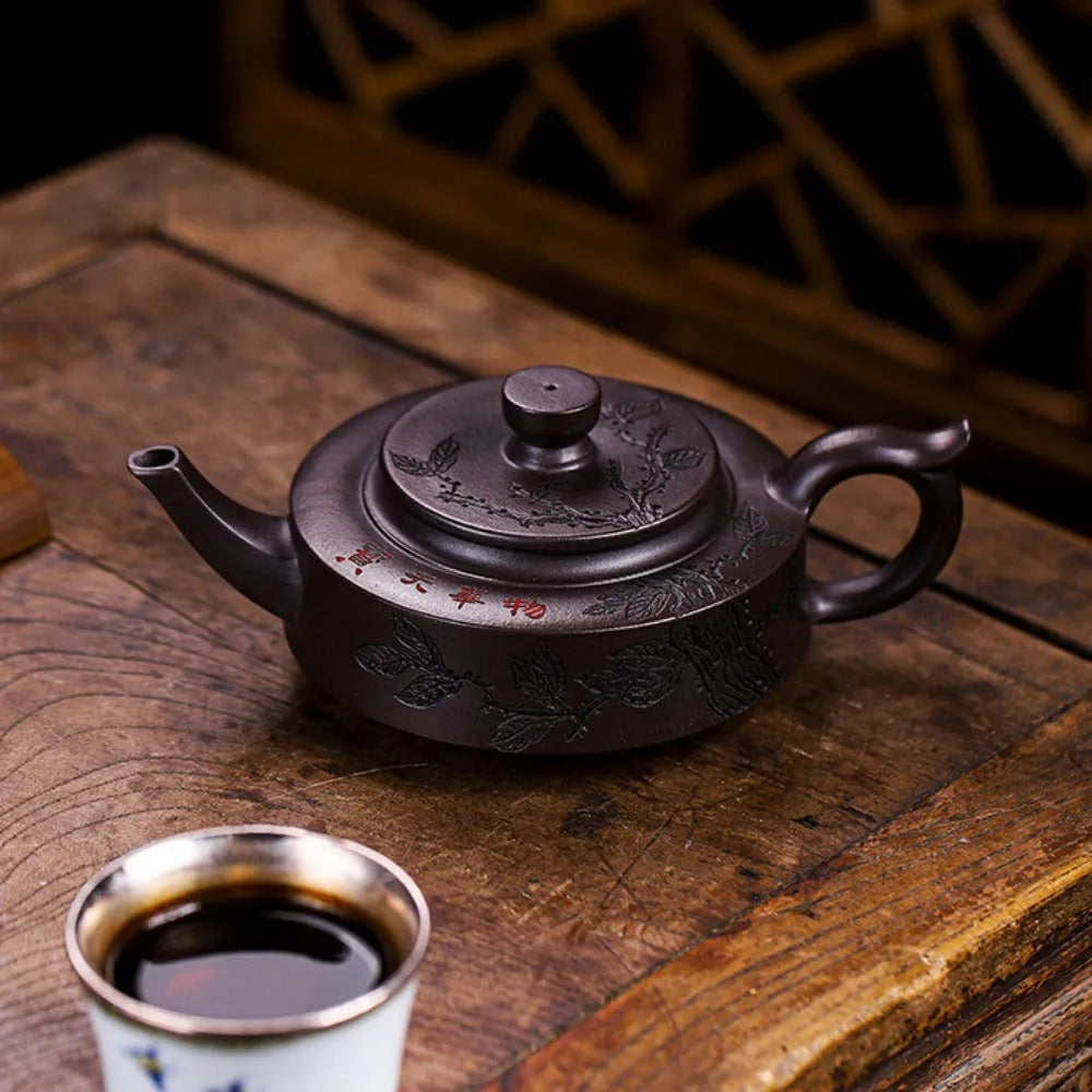 Full Handmade Yixing Zisha Teapot [Piao Hua Zhou Pan] (Lao Zi Ni - 420ml) - YIQIN TEA HOUSE | yiqinteahouse.com | 200-300ml, full handmade zisha teapot, new arrival, teapot, teaware