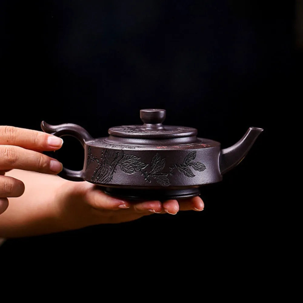 Full Handmade Yixing Zisha Teapot [Piao Hua Zhou Pan] (Lao Zi Ni - 420ml) - YIQIN TEA HOUSE | yiqinteahouse.com | 200-300ml, full handmade zisha teapot, new arrival, teapot, teaware