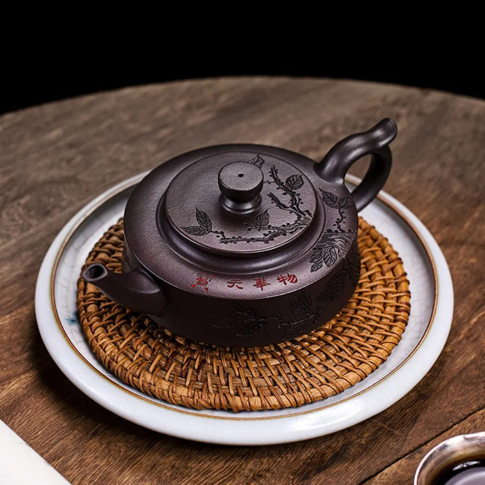 Full Handmade Yixing Zisha Teapot [Piao Hua Zhou Pan] (Lao Zi Ni - 420ml) - YIQIN TEA HOUSE | yiqinteahouse.com | 200-300ml, full handmade zisha teapot, new arrival, teapot, teaware