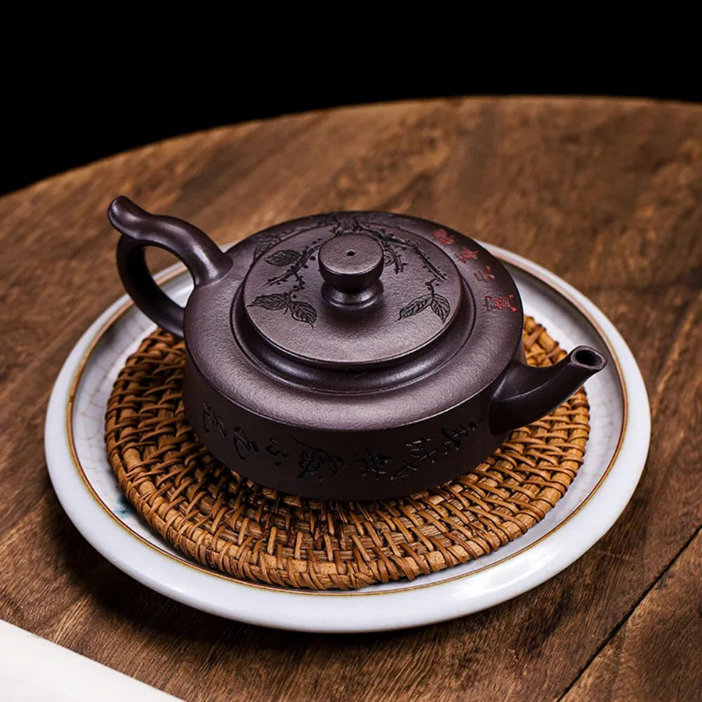 Full Handmade Yixing Zisha Teapot [Piao Hua Zhou Pan] (Lao Zi Ni - 420ml) - YIQIN TEA HOUSE | yiqinteahouse.com | 200-300ml, full handmade zisha teapot, new arrival, teapot, teaware