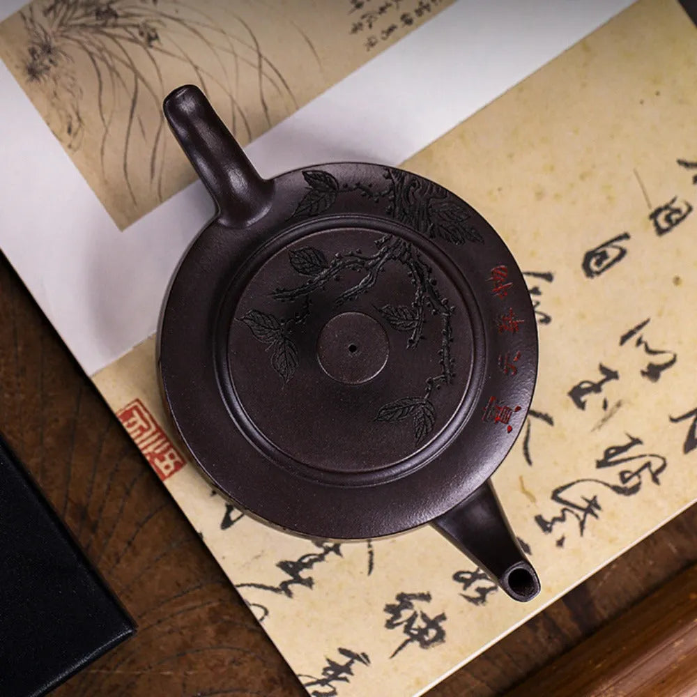 Full Handmade Yixing Zisha Teapot [Piao Hua Zhou Pan] (Lao Zi Ni - 420ml) - YIQIN TEA HOUSE | yiqinteahouse.com | 200-300ml, full handmade zisha teapot, new arrival, teapot, teaware