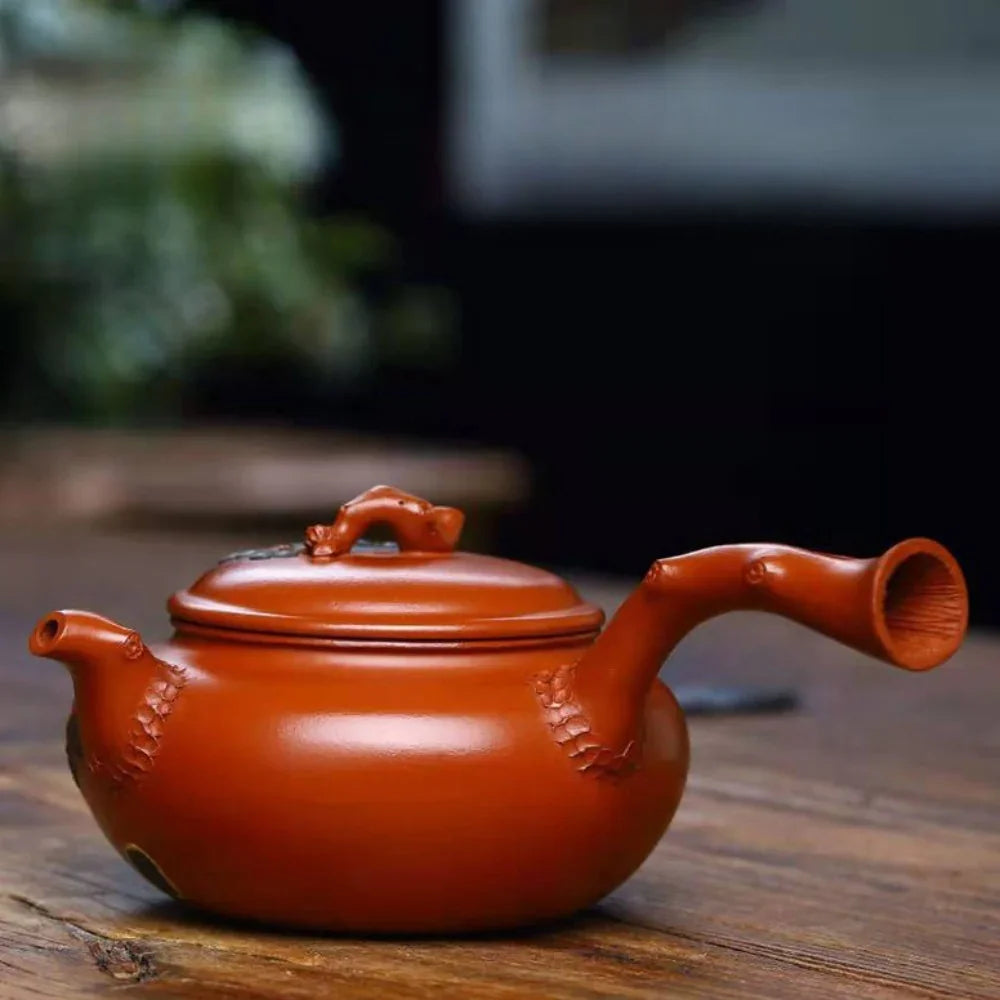 Full Handmade Yixing Zisha Teapot [Pine Needle Tang Yu Pot] (Zhu Ni - 280ml) - YIQIN TEA HOUSE | yiqinteahouse.com | 200-300ml, full handmade zisha teapot, teapot, teaware