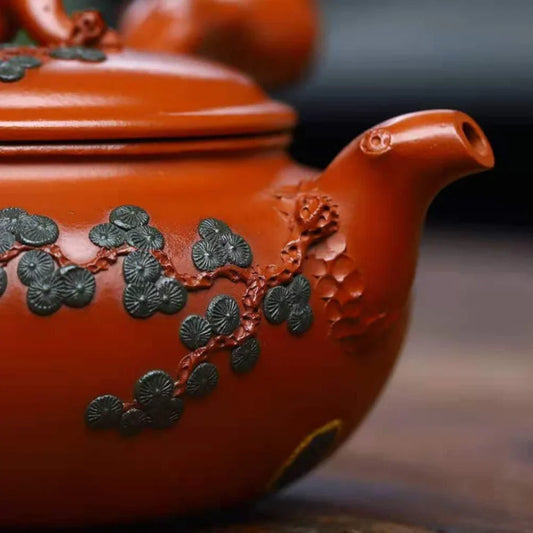 Full Handmade Yixing Zisha Teapot [Pine Needle Tang Yu Pot] (Zhu Ni - 280ml) - YIQIN TEA HOUSE | yiqinteahouse.com | 200-300ml, full handmade zisha teapot, teapot, teaware