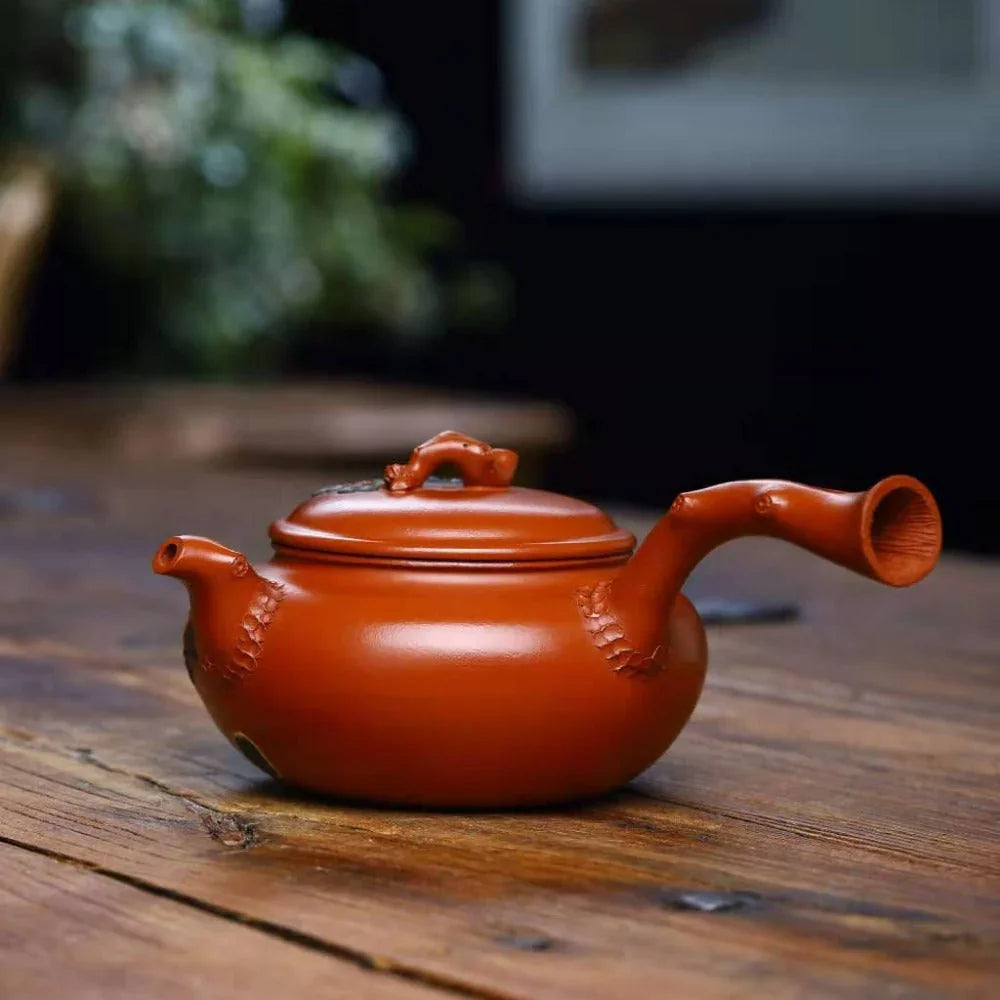 Full Handmade Yixing Zisha Teapot [Pine Needle Tang Yu Pot] (Zhu Ni - 280ml) - YIQIN TEA HOUSE | yiqinteahouse.com | 200-300ml, full handmade zisha teapot, teapot, teaware