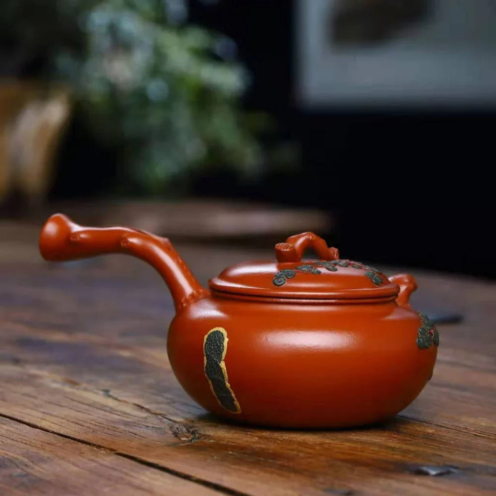 Full Handmade Yixing Zisha Teapot [Pine Needle Tang Yu Pot] (Zhu Ni - 280ml) - YIQIN TEA HOUSE | yiqinteahouse.com | 200-300ml, full handmade zisha teapot, teapot, teaware