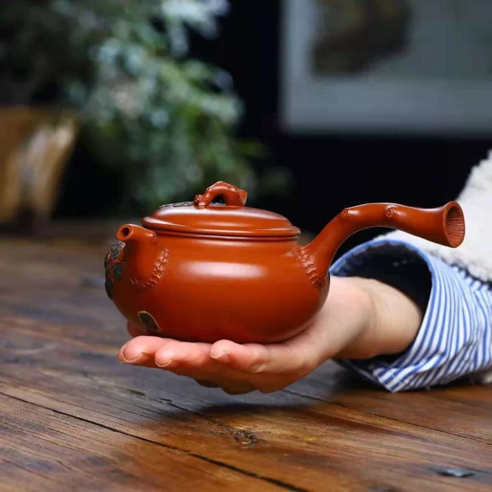 Full Handmade Yixing Zisha Teapot [Pine Needle Tang Yu Pot] (Zhu Ni - 280ml) - YIQIN TEA HOUSE | yiqinteahouse.com | 200-300ml, full handmade zisha teapot, teapot, teaware