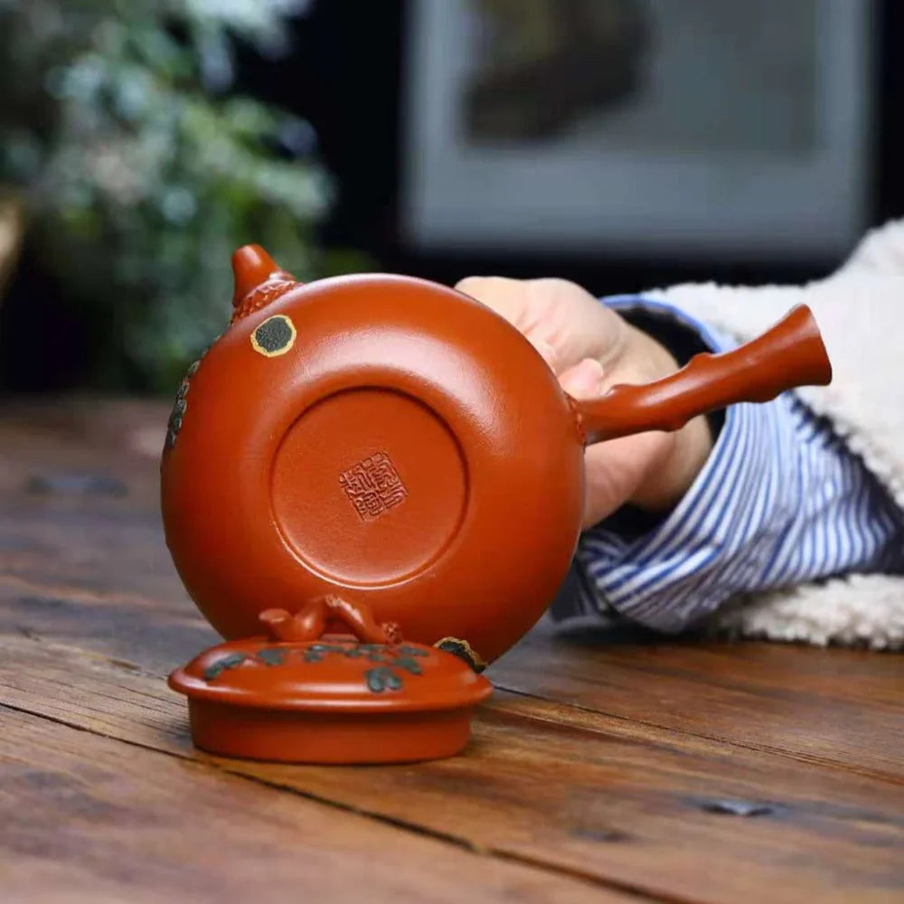Full Handmade Yixing Zisha Teapot [Pine Needle Tang Yu Pot] (Zhu Ni - 280ml) - YIQIN TEA HOUSE | yiqinteahouse.com | 200-300ml, full handmade zisha teapot, teapot, teaware
