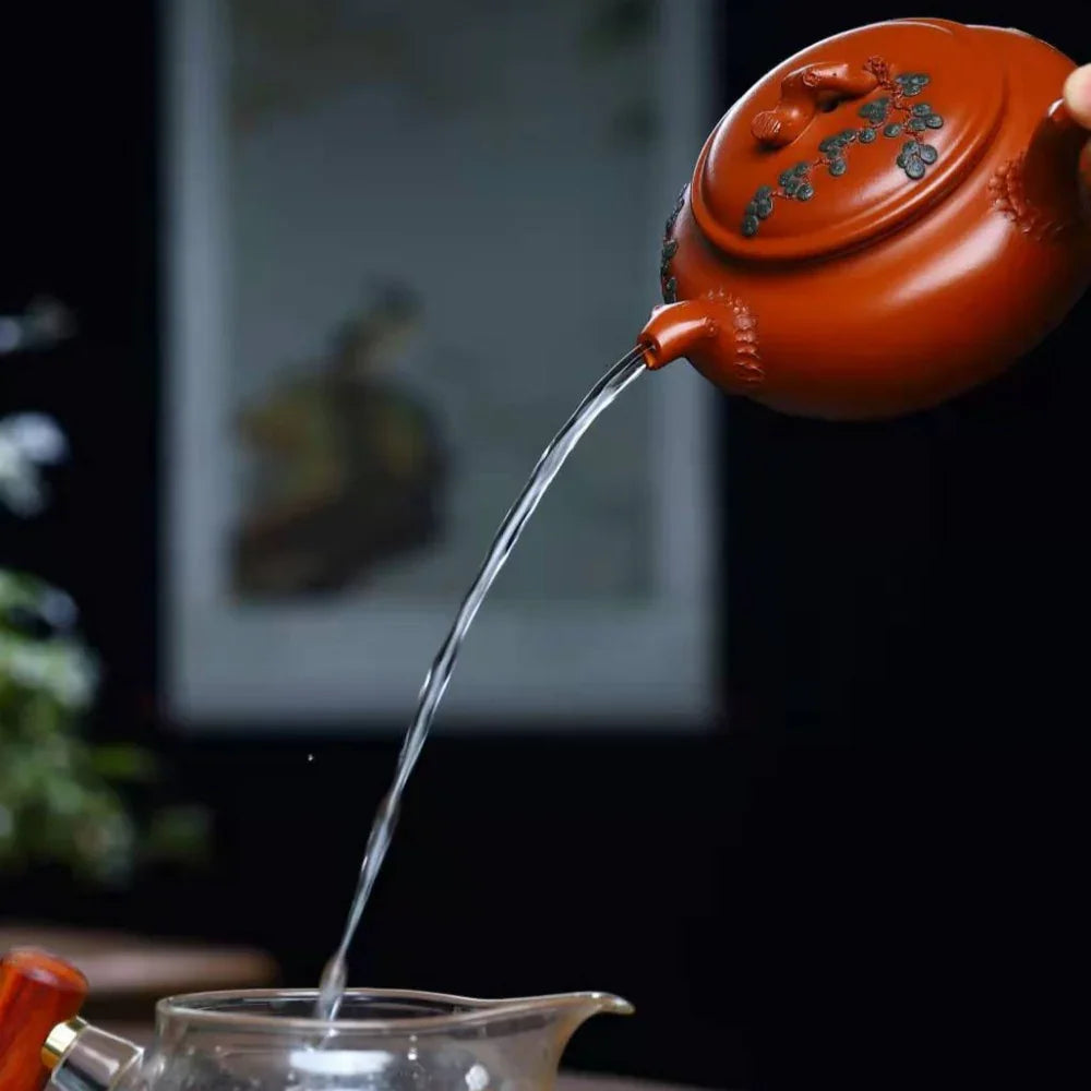 Full Handmade Yixing Zisha Teapot [Pine Needle Tang Yu Pot] (Zhu Ni - 280ml) - YIQIN TEA HOUSE | yiqinteahouse.com | 200-300ml, full handmade zisha teapot, teapot, teaware