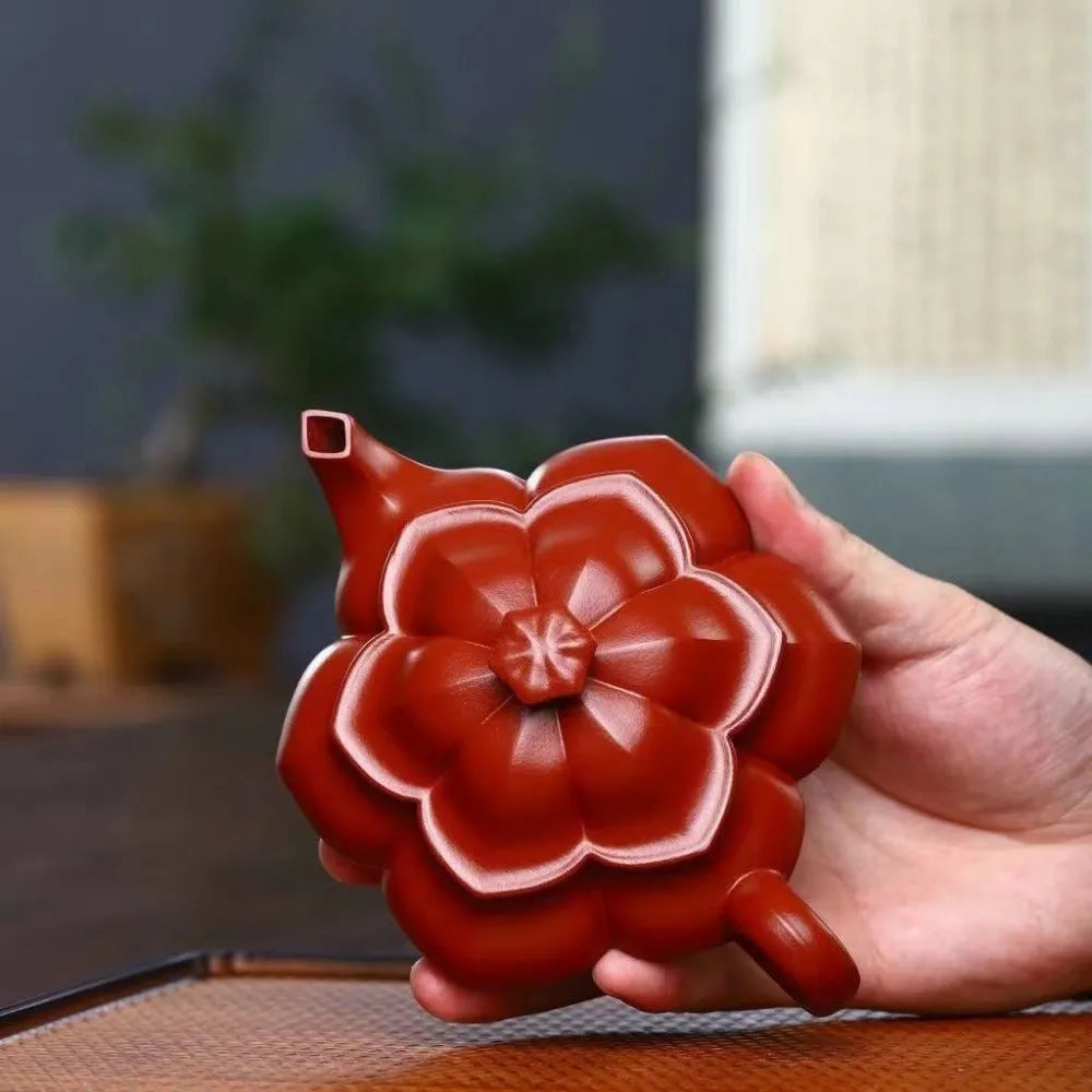 Full Handmade Yixing Zisha Teapot [Plum Blossom Pot] (Dahongpao - 210ml) - YIQIN TEA HOUSE | yiqinteahouse.com | 200-300ml, full handmade zisha teapot, new arrival, plain smooth, teapot, teaware