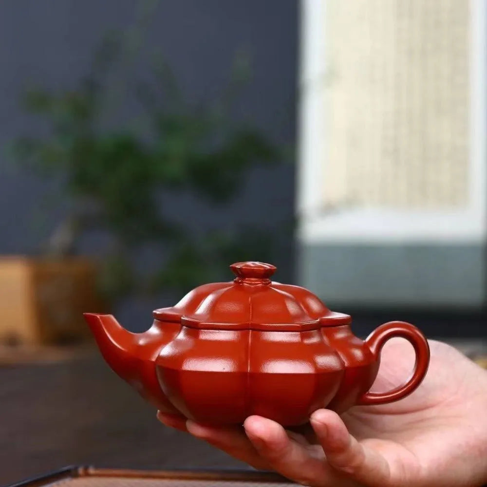 Full Handmade Yixing Zisha Teapot [Plum Blossom Pot] (Dahongpao - 210ml) - YIQIN TEA HOUSE | yiqinteahouse.com | 200-300ml, full handmade zisha teapot, new arrival, plain smooth, teapot, teaware