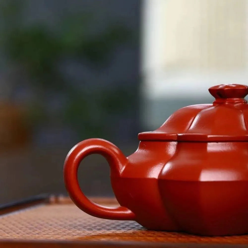 Full Handmade Yixing Zisha Teapot [Plum Blossom Pot] (Dahongpao - 210ml) - YIQIN TEA HOUSE | yiqinteahouse.com | 200-300ml, full handmade zisha teapot, new arrival, plain smooth, teapot, teaware