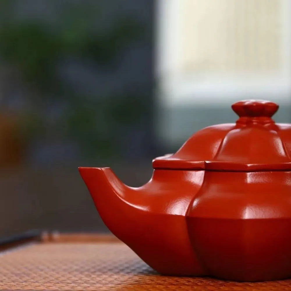 Full Handmade Yixing Zisha Teapot [Plum Blossom Pot] (Dahongpao - 210ml) - YIQIN TEA HOUSE | yiqinteahouse.com | 200-300ml, full handmade zisha teapot, new arrival, plain smooth, teapot, teaware