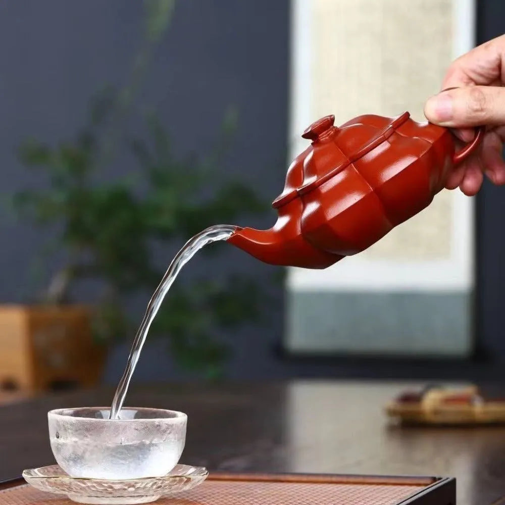 Full Handmade Yixing Zisha Teapot [Plum Blossom Pot] (Dahongpao - 210ml) - YIQIN TEA HOUSE | yiqinteahouse.com | 200-300ml, full handmade zisha teapot, new arrival, plain smooth, teapot, teaware