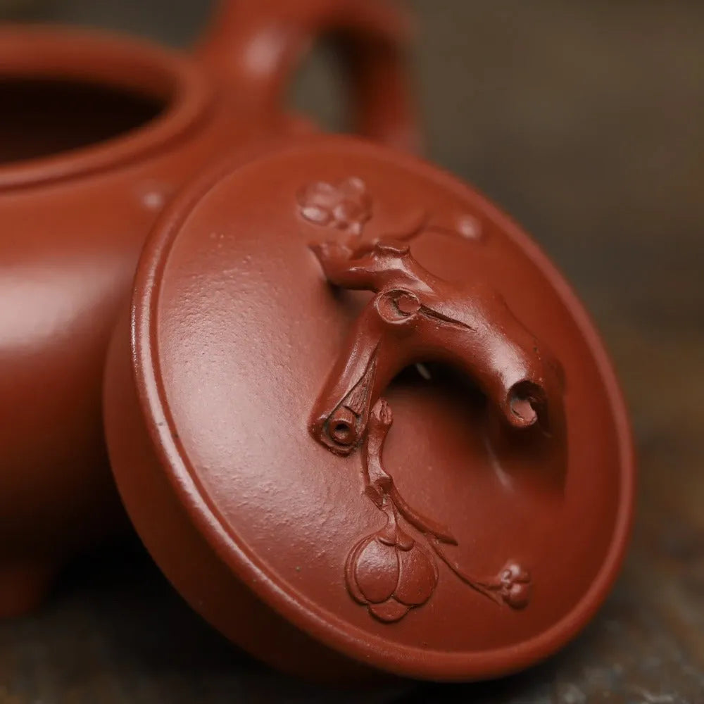 Full Handmade Yixing Zisha Teapot [Plum Blossom Tripod Pot] (Qing Shui Ni - 370ml) - YIQIN TEA HOUSE | yiqinteahouse.com | >300ml, full handmade zisha teapot, new arrival, plain smooth, teapot, teaware