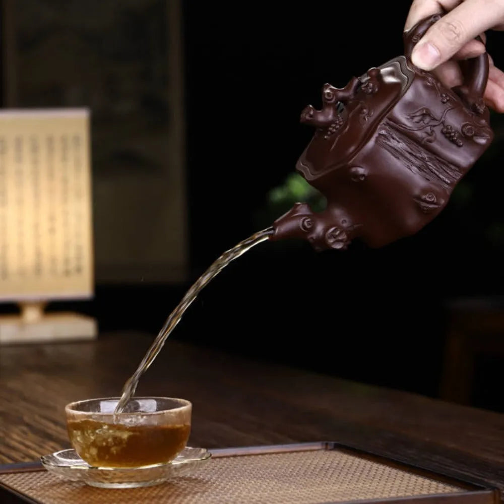 Full Handmade Yixing Zisha Teapot [Plum Tree Trunk Pot] (Lao Zi Ni - 350ml) - YIQIN TEA HOUSE | yiqinteahouse.com | >300ml, full handmade zisha teapot, new arrival, teapot, teaware