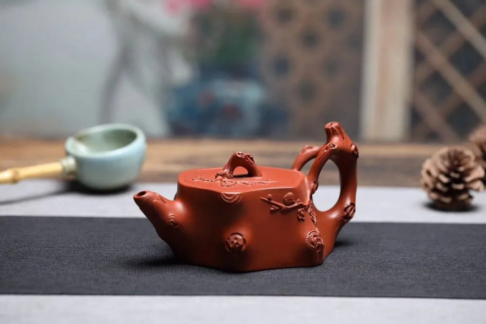 Full Handmade Yixing Zisha Teapot [Plum Tree Trunk Pot] (Zhu Ni - 250ml) - YIQIN TEA HOUSE | yiqinteahouse.com | 200-300ml, full handmade zisha teapot, new arrival, teapot, teaware