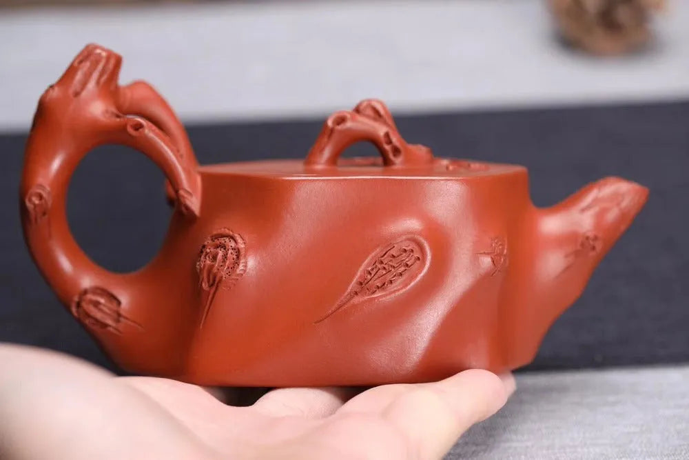 Full Handmade Yixing Zisha Teapot [Plum Tree Trunk Pot] (Zhu Ni - 250ml) - YIQIN TEA HOUSE | yiqinteahouse.com | 200-300ml, full handmade zisha teapot, new arrival, teapot, teaware