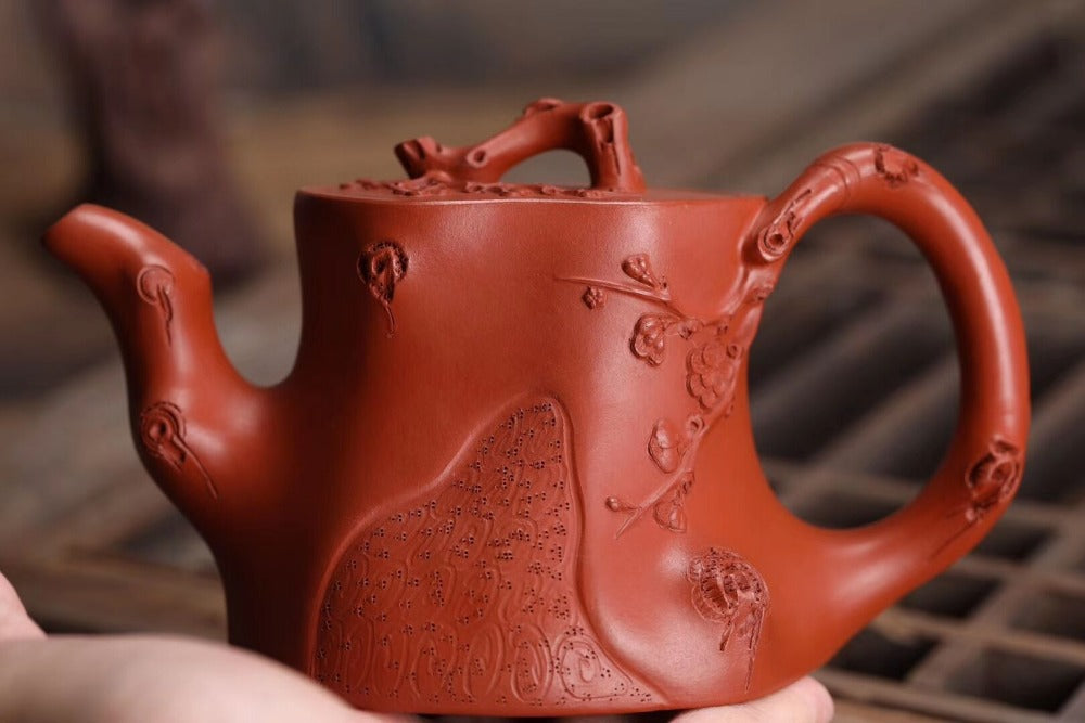 Full Handmade Yixing Zisha Teapot [Plum Tree Trunk Pot] (Zhu Ni - 300ml) - YIQIN TEA HOUSE | yiqinteahouse.com | 200-300ml, full handmade zisha teapot, new arrival, teapot, teaware