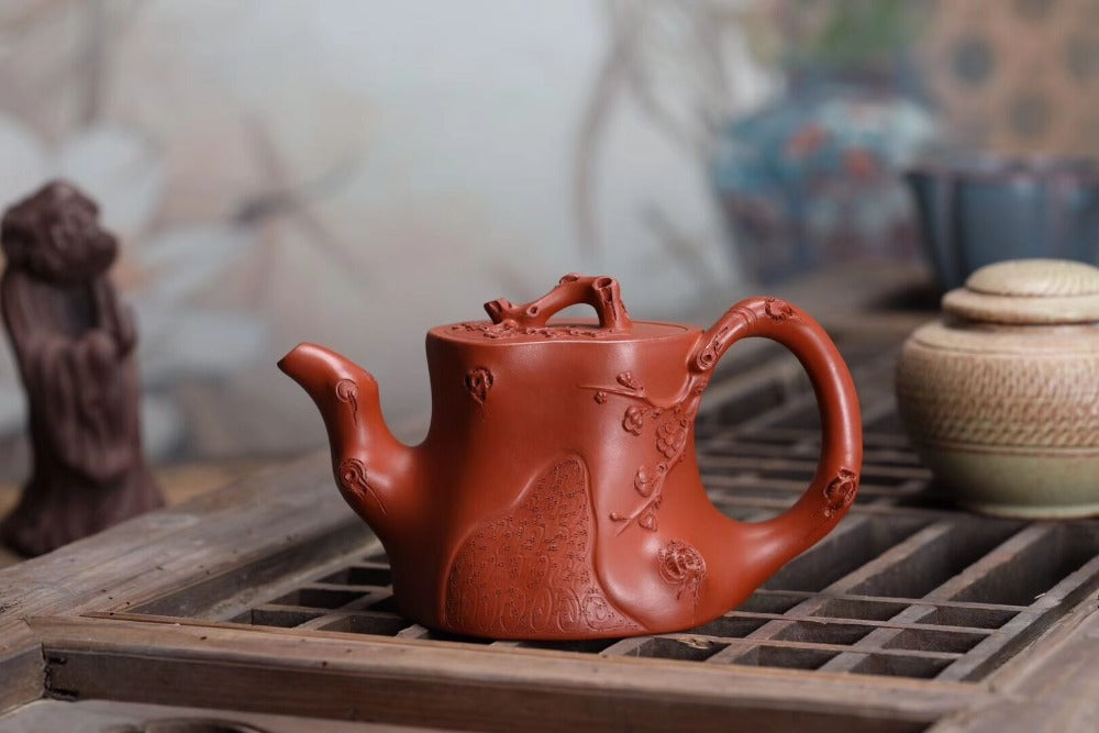 Full Handmade Yixing Zisha Teapot [Plum Tree Trunk Pot] (Zhu Ni - 300ml) - YIQIN TEA HOUSE | yiqinteahouse.com | 200-300ml, full handmade zisha teapot, new arrival, teapot, teaware