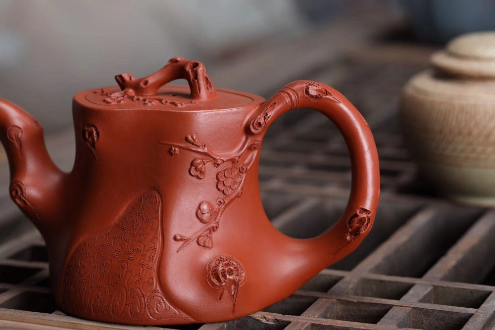 Full Handmade Yixing Zisha Teapot [Plum Tree Trunk Pot] (Zhu Ni - 300ml) - YIQIN TEA HOUSE | yiqinteahouse.com | 200-300ml, full handmade zisha teapot, new arrival, teapot, teaware