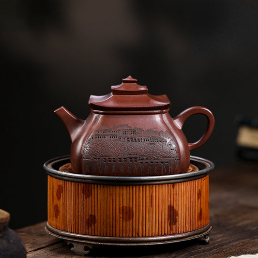 Full Handmade Yixing Zisha Teapot [Potala Palace] (Di Cao Qing - 380ml) - YIQIN TEA HOUSE | yiqinteahouse.com | >300ml, full handmade zisha teapot, new arrival, teapot, teaware