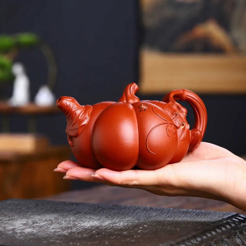 Full Handmade Yixing Zisha Teapot [Pumpkin Pot] (Qing Shui Ni - 280ml) - YIQIN TEA HOUSE | yiqinteahouse.com | 200-300ml, full handmade zisha teapot, new arrival, teapot, teaware