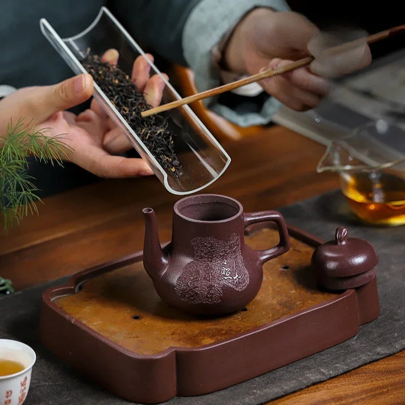 Full Handmade Yixing Zisha Teapot [Qing Feng Ming Yue] (Zi Ni - 170ml) - YIQIN TEA HOUSE | yiqinteahouse.com | <200ml, full handmade zisha teapot, teapot, teaware
