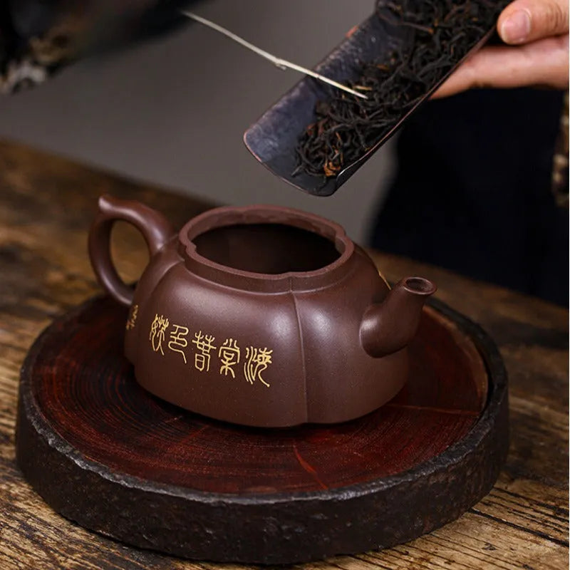 Full Handmade Yixing Zisha Teapot [Qing Xiang Hai Tang] (Zi Jia Ni - 350ml) - YIQIN TEA HOUSE | yiqinteahouse.com | >300ml, full handmade zisha teapot, teapot, teaware