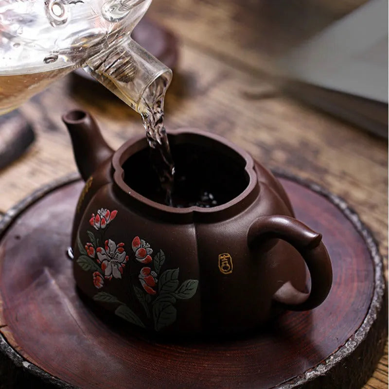 Full Handmade Yixing Zisha Teapot [Qing Xiang Hai Tang] (Zi Jia Ni - 350ml) - YIQIN TEA HOUSE | yiqinteahouse.com | >300ml, full handmade zisha teapot, teapot, teaware