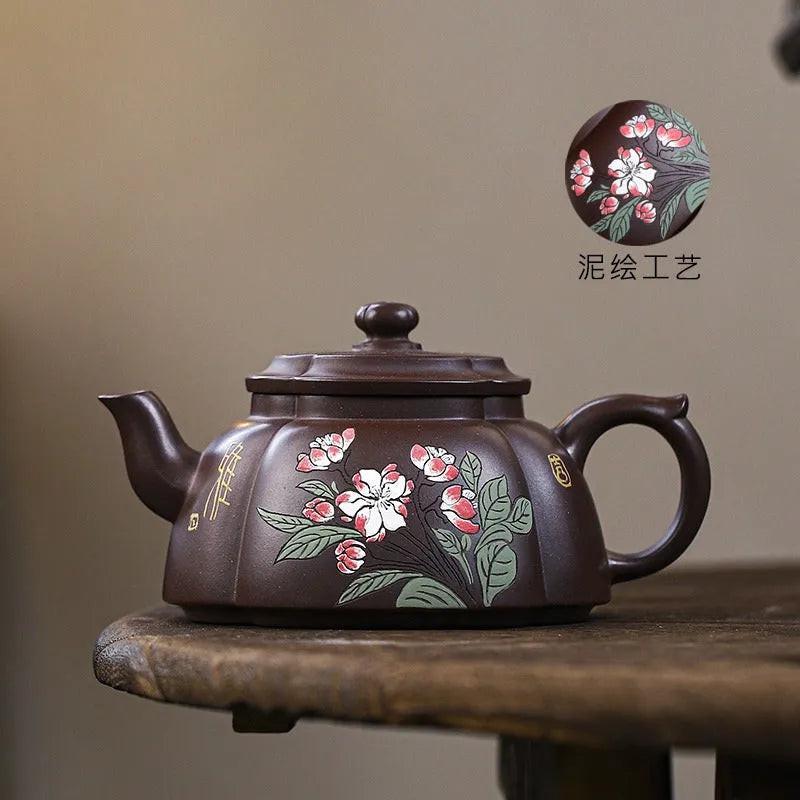 Full Handmade Yixing Zisha Teapot [Qing Xiang Hai Tang] (Zi Jia Ni - 350ml) - YIQIN TEA HOUSE | yiqinteahouse.com | >300ml, full handmade zisha teapot, teapot, teaware