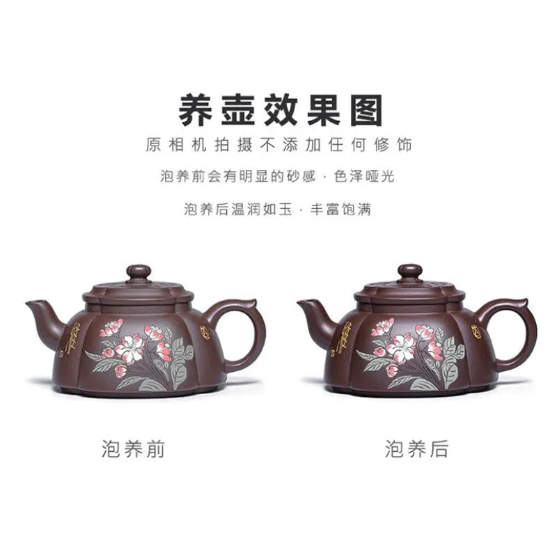 Full Handmade Yixing Zisha Teapot [Qing Xiang Hai Tang] (Zi Jia Ni - 350ml) - YIQIN TEA HOUSE | yiqinteahouse.com | >300ml, full handmade zisha teapot, teapot, teaware