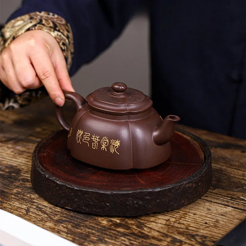 Full Handmade Yixing Zisha Teapot [Qing Xiang Hai Tang] (Zi Jia Ni - 350ml) - YIQIN TEA HOUSE | yiqinteahouse.com | >300ml, full handmade zisha teapot, teapot, teaware