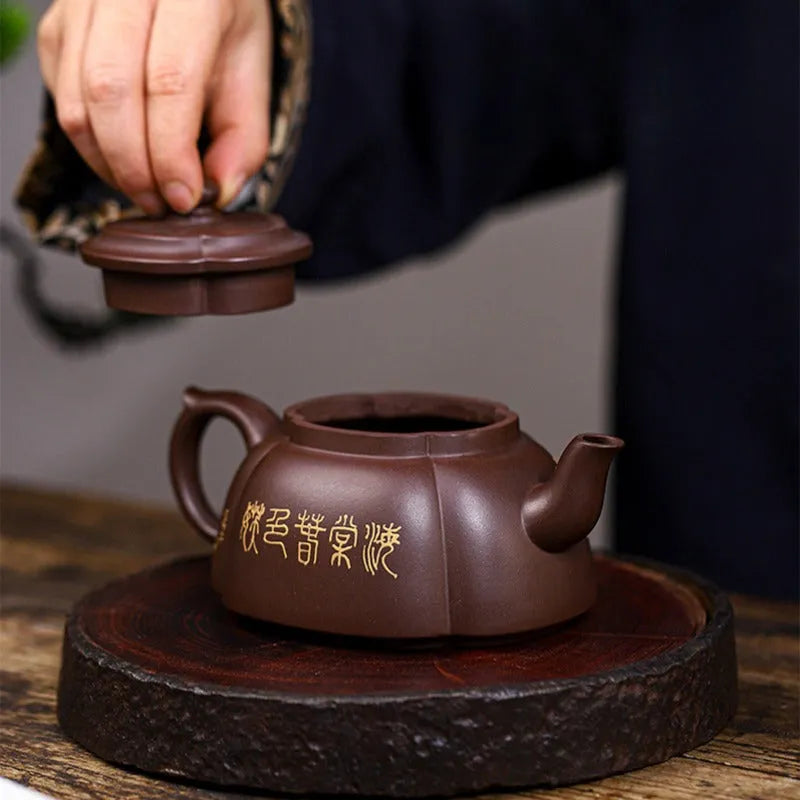 Full Handmade Yixing Zisha Teapot [Qing Xiang Hai Tang] (Zi Jia Ni - 350ml) - YIQIN TEA HOUSE | yiqinteahouse.com | >300ml, full handmade zisha teapot, teapot, teaware