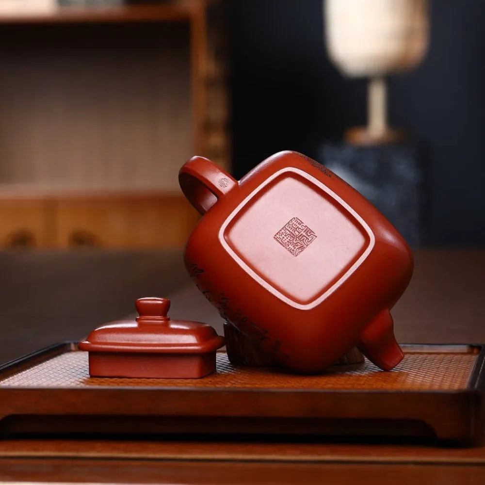 Full Handmade Yixing Zisha Teapot [Qingyu Sifang Pot] (Hong Pi Long - 360ml) - YIQIN TEA HOUSE | yiqinteahouse.com | 200-300ml, full handmade zisha teapot, new arrival, teapot, teaware