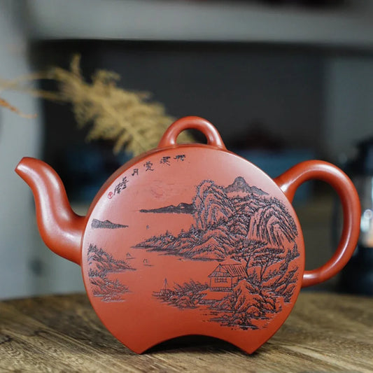 Teko Zisha Yixing Buatan Tangan Sepenuhnya [Que Yue Pot] (Zhu Ni - 450ml)