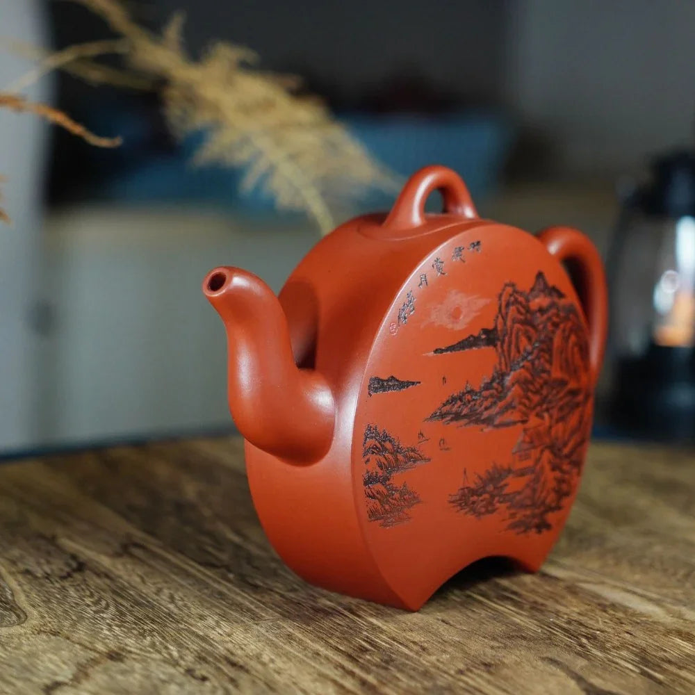 Teko Zisha Yixing Buatan Tangan Sepenuhnya [Que Yue Pot] (Zhu Ni - 450ml)