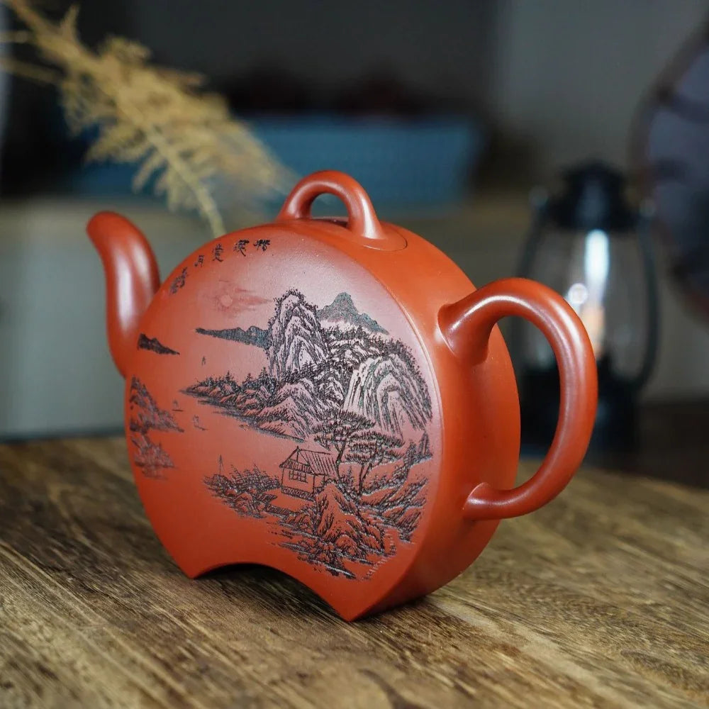 Teko Zisha Yixing Buatan Tangan Sepenuhnya [Que Yue Pot] (Zhu Ni - 450ml)