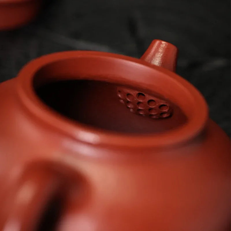 Teko Zisha Yixing Buatan Tangan Sepenuhnya [Rong Tian Pot] (Dahongpao - 130ml)