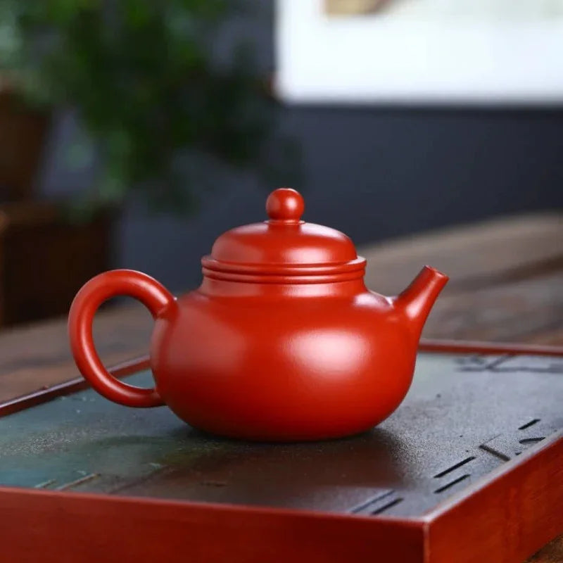 Teko Zisha Yixing Buatan Tangan Sepenuhnya [Rong Tian Pot] (Dahongpao - 200ml)