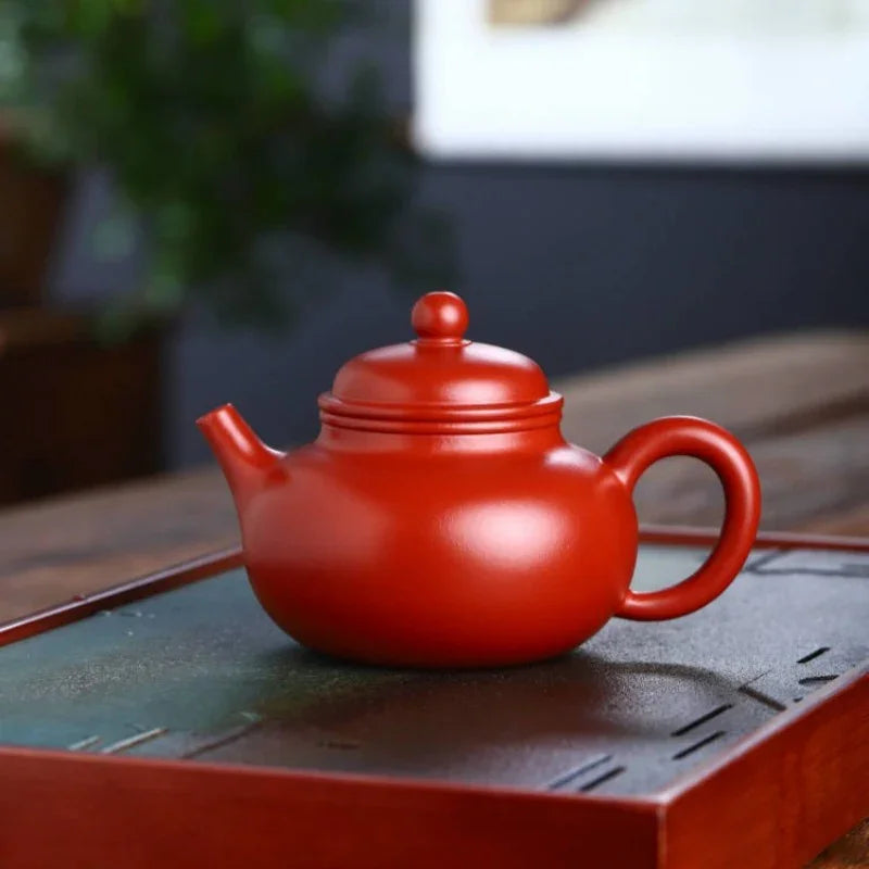 Teko Zisha Yixing Buatan Tangan Sepenuhnya [Rong Tian Pot] (Dahongpao - 200ml)