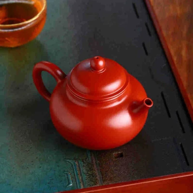 Teko Zisha Yixing Buatan Tangan Sepenuhnya [Rong Tian Pot] (Dahongpao - 200ml)