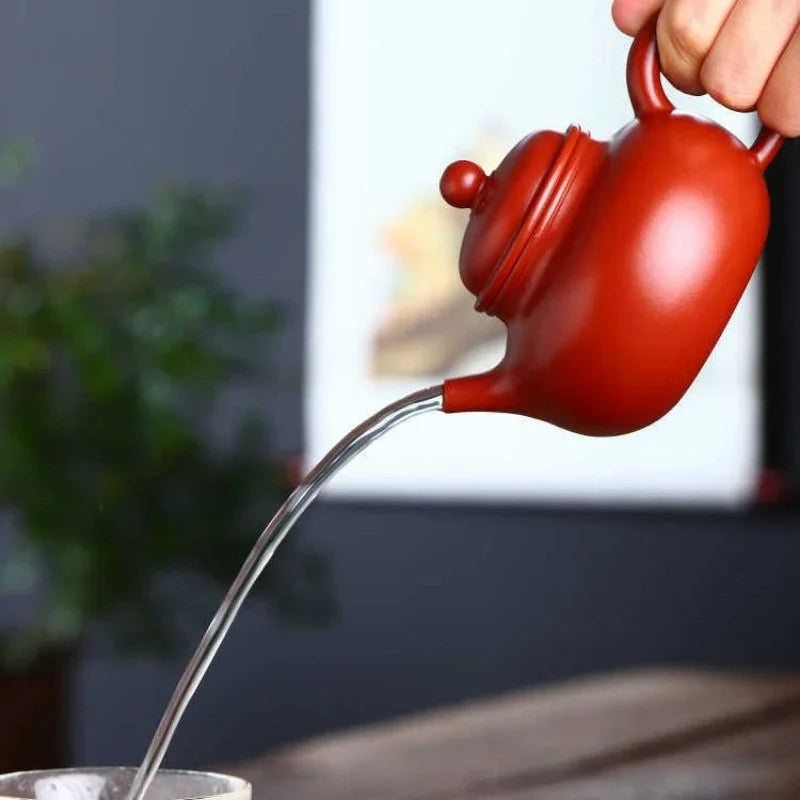 Teko Zisha Yixing Buatan Tangan Sepenuhnya [Rong Tian Pot] (Dahongpao - 200ml)