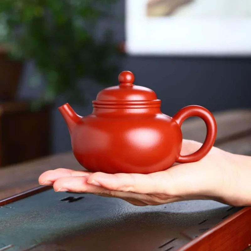 Teko Zisha Yixing Buatan Tangan Sepenuhnya [Rong Tian Pot] (Dahongpao - 200ml)
