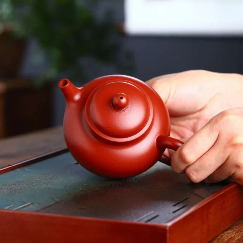 Teko Zisha Yixing Buatan Tangan Sepenuhnya [Rong Tian Pot] (Dahongpao - 200ml)