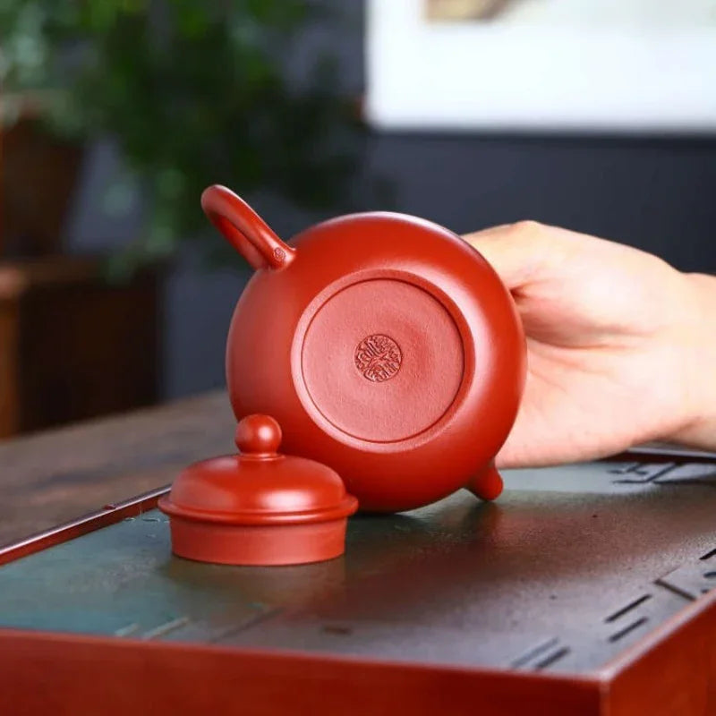 Teko Zisha Yixing Buatan Tangan Sepenuhnya [Rong Tian Pot] (Dahongpao - 200ml)