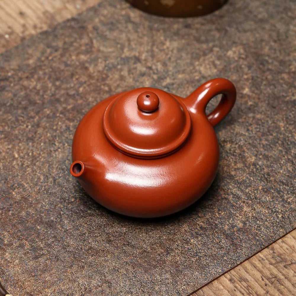 Teko Zisha Yixing Buatan Tangan Sepenuhnya [Rong Tian Pot] (Dahongpao - 210ml)