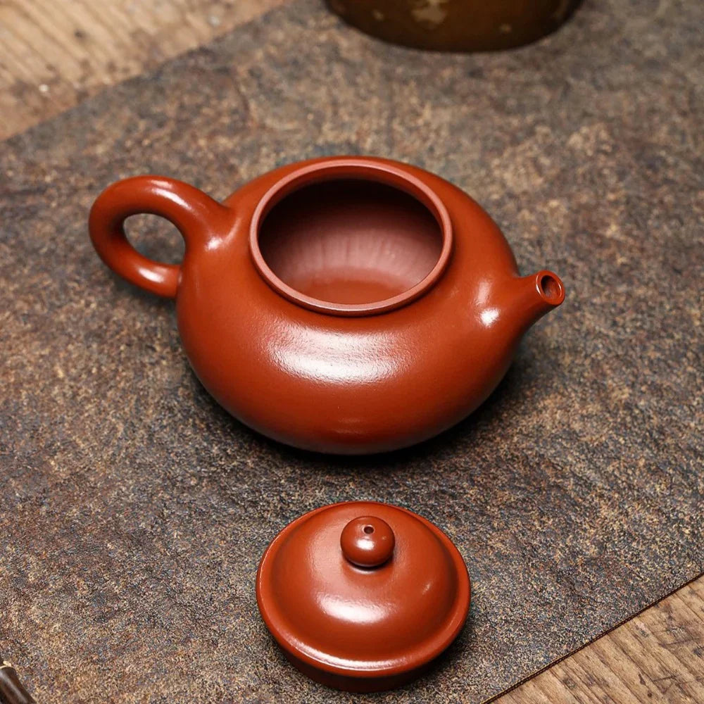 Teko Zisha Yixing Buatan Tangan Sepenuhnya [Rong Tian Pot] (Dahongpao - 210ml)