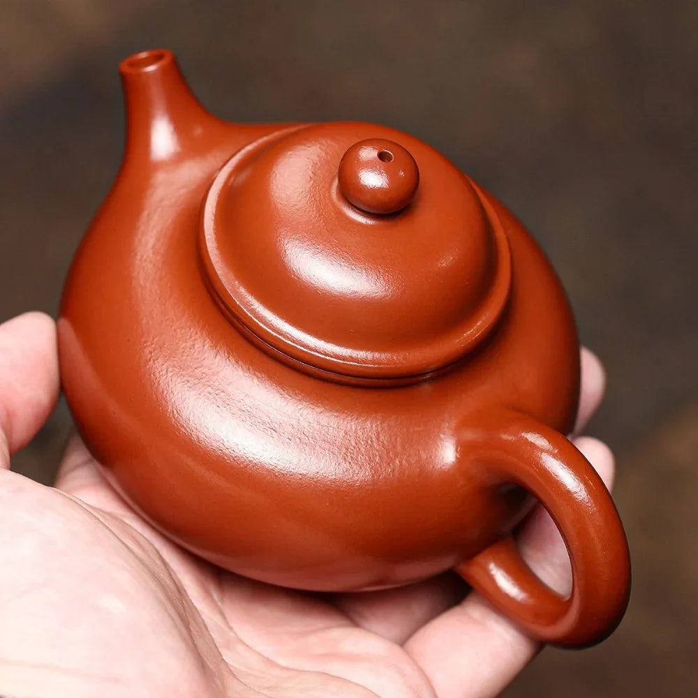 Teko Zisha Yixing Buatan Tangan Sepenuhnya [Rong Tian Pot] (Dahongpao - 210ml)